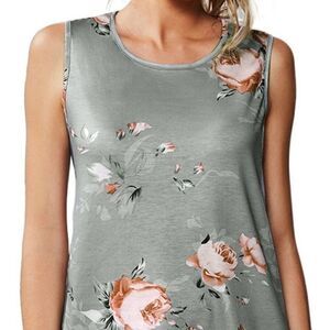 ON SALE NWT Floral Print Gray Tank Top